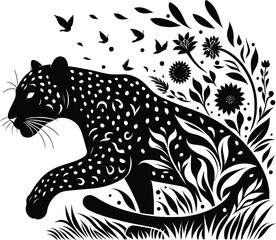 leopard on a black background vector