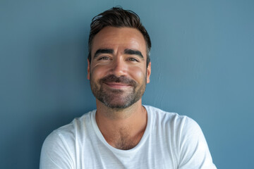 Fototapeta premium A close up portrait of a young man with a subtle smile