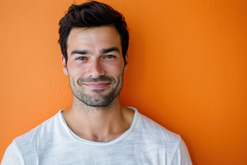 Obraz premium A close up portrait of a young man with a subtle smile