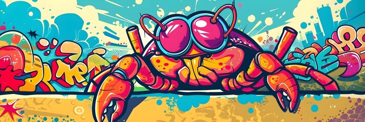 Obraz premium Badboy Crab Street Art Themed T Shirt