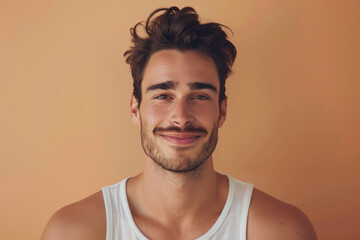 Fototapeta premium A close up portrait of a young man with a subtle smile