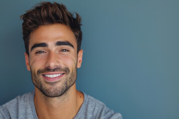 Fototapeta premium A close up portrait of a young man with a subtle smile