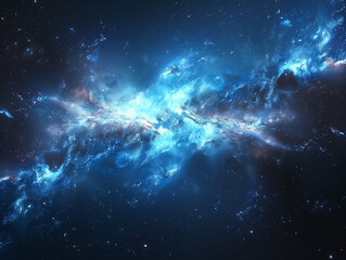 Beautiful space with blue nebula