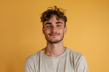 Obraz premium A close up portrait of a young man with a subtle smile