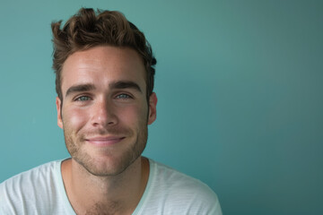 Fototapeta premium A close up portrait of a young man with a subtle smile
