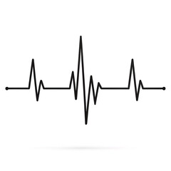 A simple, black line illustration of a heartbeat wave on a transparent background. Generative AI