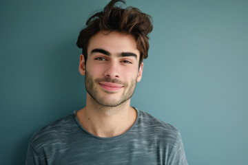 Fototapeta premium A close up portrait of a young man with a subtle smile