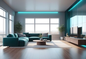 Photo modern style conceptual interior room 3d illustration