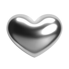 3d chrome heart shape with a shiny metallic silver surface. Isolated abstract element in y2k style, perfect for love, valentine, and romantic designs, adding a glossy aesthetic touch