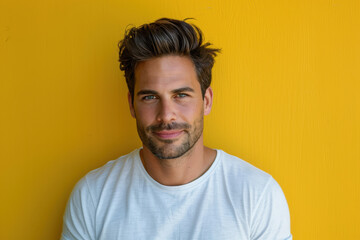 Fototapeta premium A close up portrait of a young man with a subtle smile