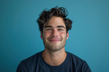 Fototapeta premium A close up portrait of a young man with a subtle smile