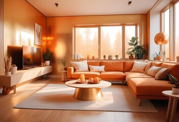 Fototapeta premium Photo modern style conceptual interior room 3d illustration