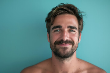 Obraz premium A close up portrait of a young man with a subtle smile