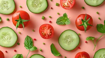 Fresh and Vibrant, Tomatoes and Cucumbers