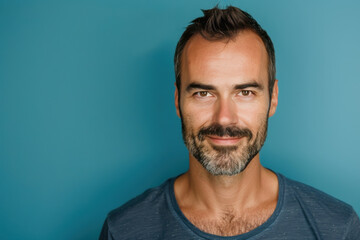 Fototapeta premium A close up portrait of a young man with a subtle smile