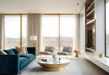 Fototapeta premium Photo modern style conceptual interior room 3d illustration