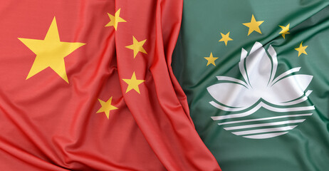 China macau flags together cooperation