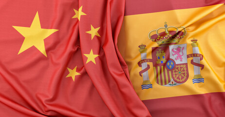 China and spain flags together diplomacy