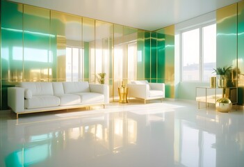 Fototapeta premium Photo modern style conceptual interior room 3d illustration