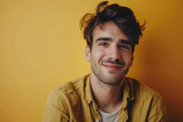 Fototapeta premium A close up portrait of a young man with a subtle smile