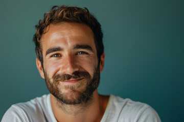 Obraz premium A close up portrait of a young man with a subtle smile