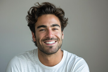 Fototapeta premium A close up portrait of a young man with a subtle smile