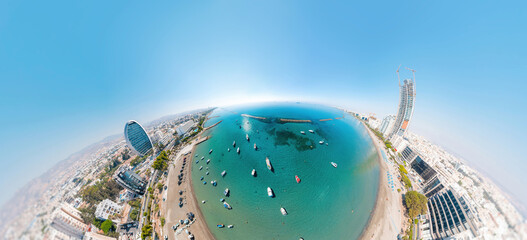 Coastal Limassol cityscape embracing the mediterranean sea. Cyprus