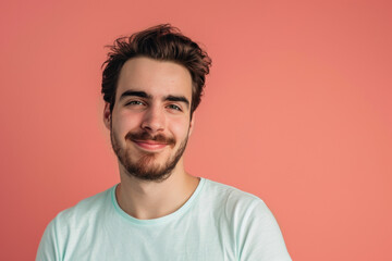 Obraz premium A close up portrait of a young man with a subtle smile