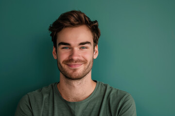 Fototapeta premium A close up portrait of a young man with a subtle smile