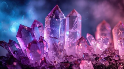 Fototapeta premium Luminescent ultraviolet crystals glowing in the dark