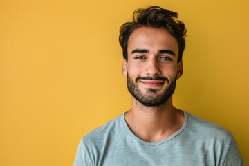 Obraz premium A close up portrait of a young man with a subtle smile