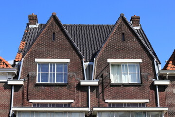 Zaandam Vinkenstraat Street Brick Building Facades Close Up, Netherlands