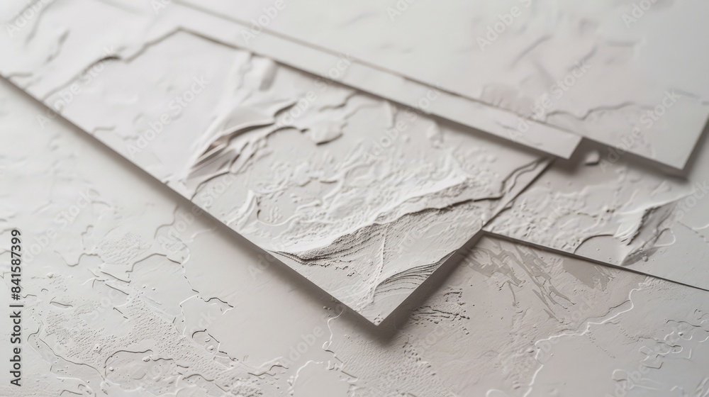 Poster design a textured paper with a marbled pattern, combining smooth and rough areas for an elegant and 