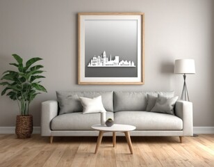 A sleek and stylish living room featuring minimalist decor, neutral tones