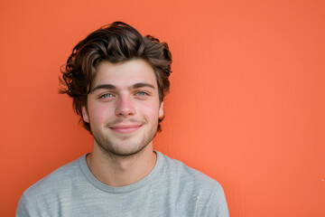 Obraz premium A close up portrait of a young man with a subtle smile