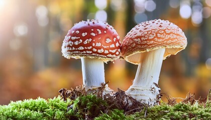 Fototapeta premium Toadstool Vibrant Toadstool Macro: A Close Encounter with Nature's Palette