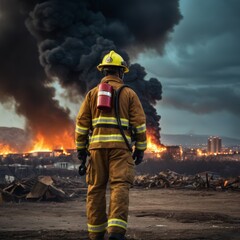 Naklejka premium fireman at work