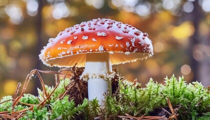 Fototapeta premium Toadstool Vibrant Toadstool Macro: A Close Encounter with Nature's Palette