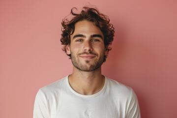 Obraz premium A close up portrait of a young man with a subtle smile