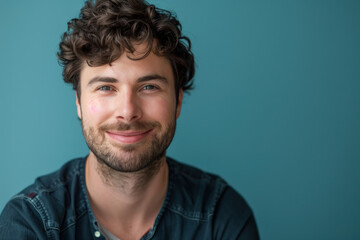 Fototapeta premium A close up portrait of a young man with a subtle smile