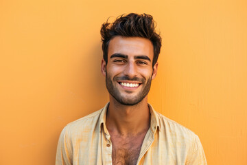 Obraz premium A close up portrait of a young man with a subtle smile