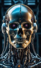 human skull with skeleton