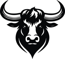 Minimalist Bull Head Silhouette Vector - Powerful and Majestic Animal Art