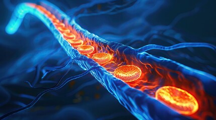 Highdetail scan of an artery with lipid cores, clinical blue lighting, side view