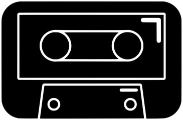 Obraz premium retro illustration movie silhouette vhs logo media icon vcr outline music film tape vintage video cassette classic magnetic videotape shape obsolete casette record for vector graphic background