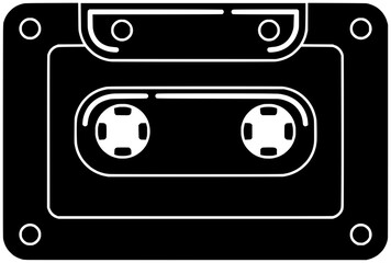 retro illustration movie silhouette vhs logo media icon vcr outline music film tape vintage video cassette classic magnetic videotape shape obsolete casette record for vector graphic background