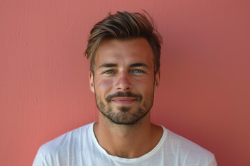 Obraz premium A close up portrait of a young man with a subtle smile