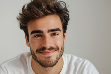 Obraz premium A close up portrait of a young man with a subtle smile
