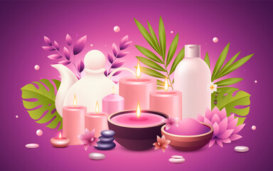 Realistic spa and wellness composition background