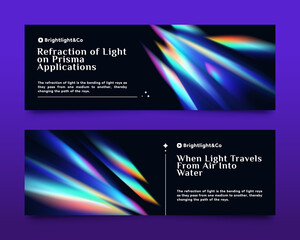 Fototapeta premium Gradient refraction of light horizontal banner template set collection